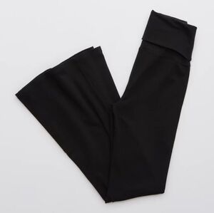 Offline by Aerie Womens Black OG Foldover Hi-Rise Super Flare Leggings - Medium